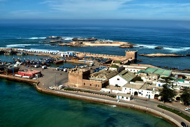 Aerial View of Historic Essaouira Harbor in Morocco