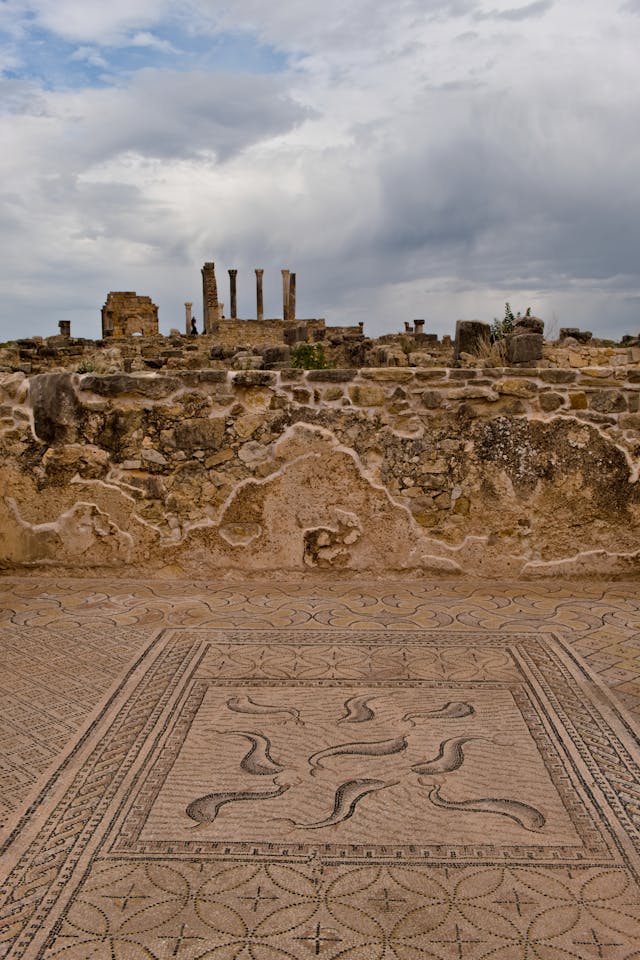 Ancient Ruins and Mosaic in Volubilis, Morocco