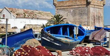 Small fishing boat near the port in essaouira