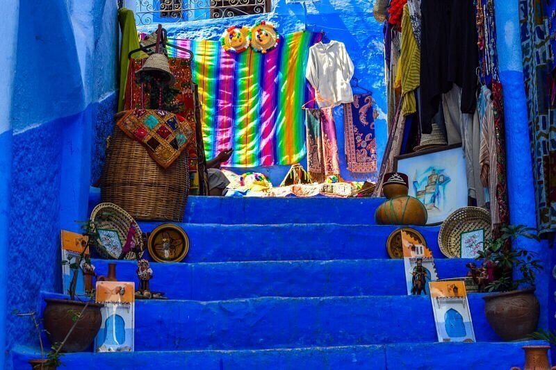 blue stairs in chefchaouen